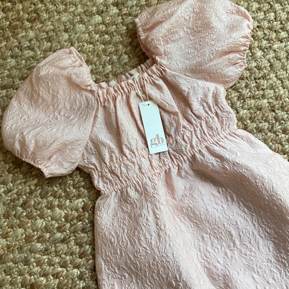 New w Tag: GB Girls Jacquard Puff Sleeve Dress with Feather Hemline. Size 6 - Picture 6 of 13